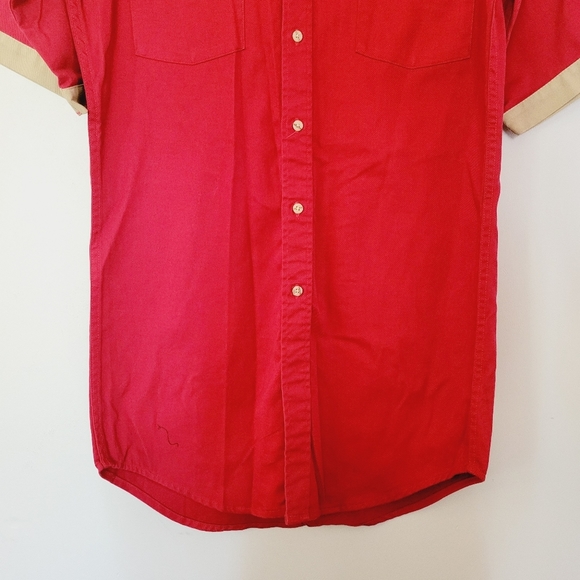 Mid-West Garment Co. Rodeo Cowboy Farm Shirt Mens XS Red Tan - Picture 5 of 14